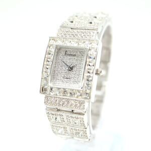 Freelook Womens Gem Set Iced Out Watch 23mm Rectangle Silver Tone w New Battery
